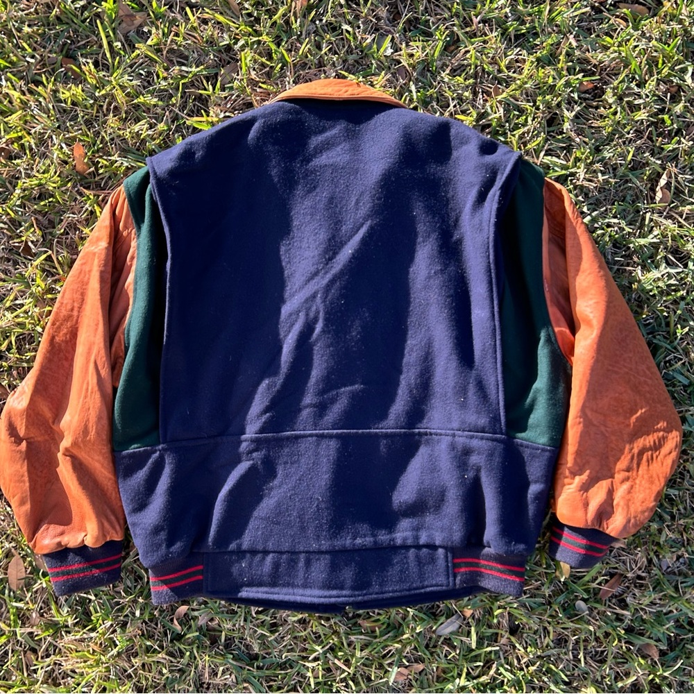 Vintage Gant Wool & Leather Varsity Color Block Bomber Wool Flyer Jacket Mens XL - Picture 4 of 12